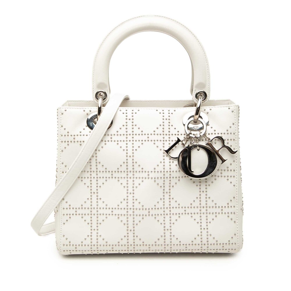 Pre-Loved Dior Medium Calfskin Studded Lady Dior